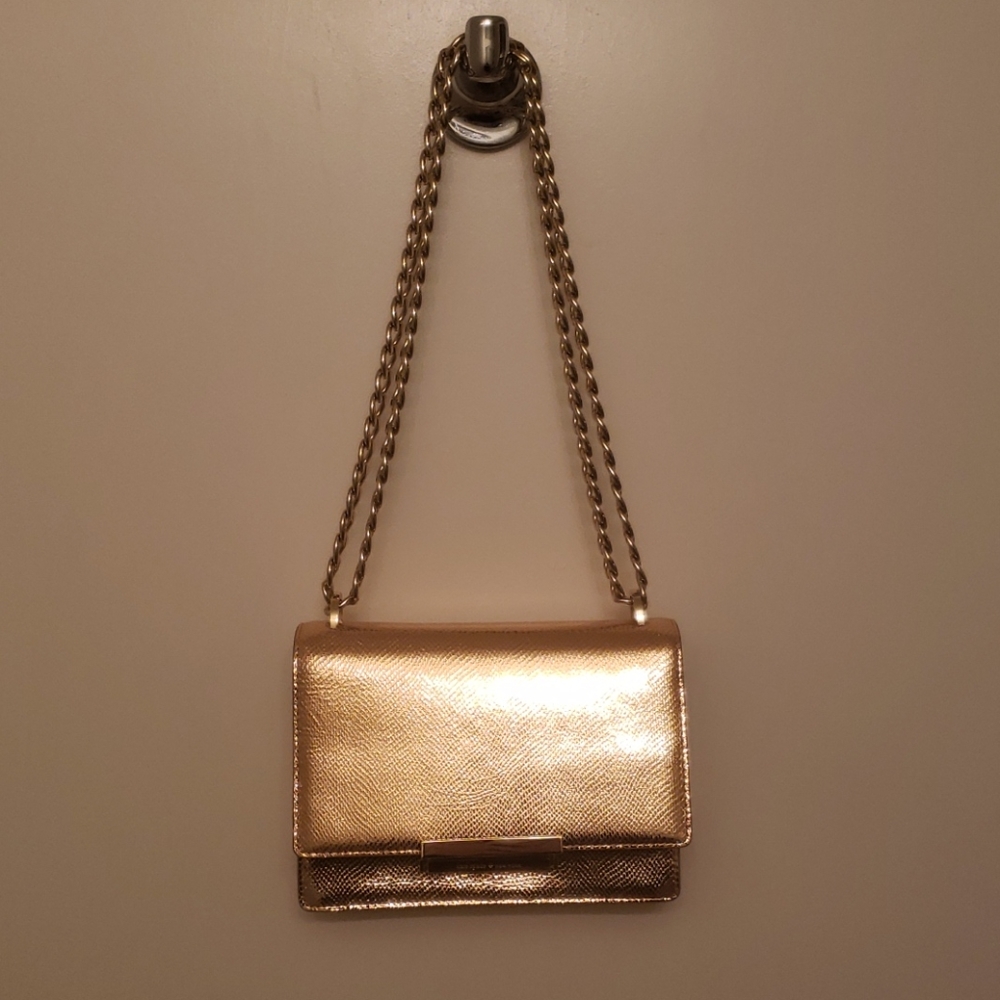 Kate Spade Rose Gold leather purse w Gold chain